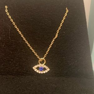 gold played evil eye necklace